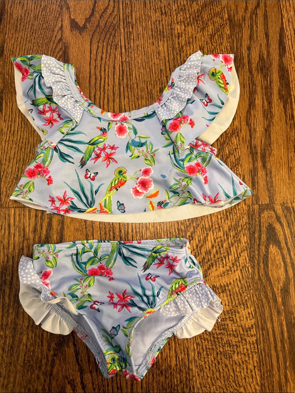 Vince Camuto Girls sz 3T Floral Ruffle Two-Piece Bikini